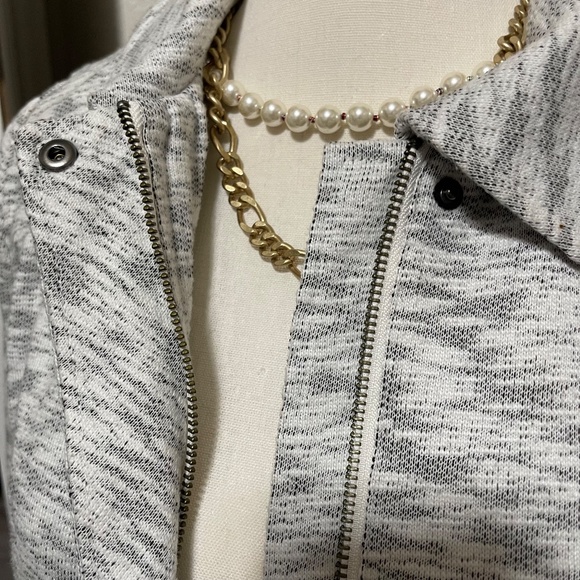 Cabi- Heather Gray French Terry Neo Marled Zip Front Moto Jacket- Small (5102) - Picture 2 of 14